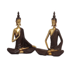 Decorative Modern Golden Brown Buddha Showpieces (Set of 2)