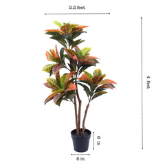 Artificial Croton Plant in Black Pot (120 cm)