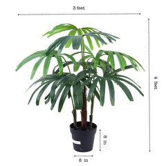 Artificial Rhapis Palm Tree in Black Pot (120 cm)