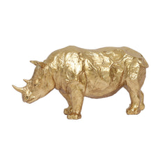 Decorative Gold Polyresin Rhinocerous Figurine