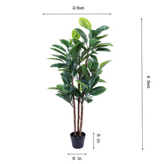 Artificial Rubber Tree in Black Pot (120 cm)