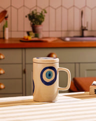 Evil Eye Protection Ceramic Mug with Lid