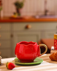 Blooming Red Tulip Cup and Saucer Set