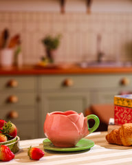 Blooming Pink Tulip Cup and Saucer Set