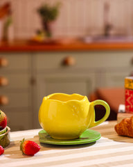 Blooming Yellow Tulip Cup and Saucer Set