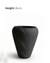 Aurelia Twist Fiberglass Planter – Matte Black Textured Finish