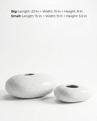 Luna Pebble Fiberglass Planter Set – Ivory Stone Textured Finish