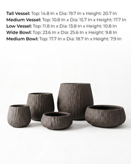 Terra Bark Textured Fiberglass Planter Collection – Charcoal Earth Finish