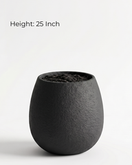 Oriva Round Fiberglass Planter – Matte Black Textured Finish