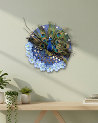 Artificial Peacock Feather Floral Wall Decor 12 Inch x 12 Inch