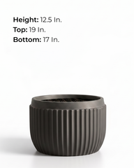 Orchid – D Fiberglass Round Planter – Grey | Modern Ribbed Design