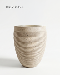 Vera Ribbed Fiberglass Planter – Desert Stone Textured Finish