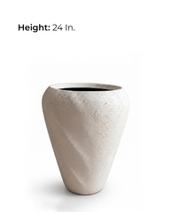Aurelia Twist Fiberglass Planter – Ivory Sand Textured Finish