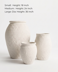 Santorini Collection - White Rusted Stone Planters (Set of 3)