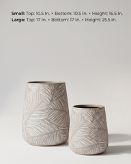 Leaf Fiberglass Planter – Grey Beige Textured Finish