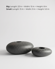 Luna Pebble Fiberglass Planter Set – Matte Charcoal Stone Finish
