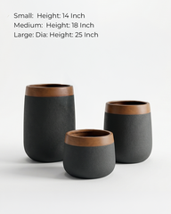 Saturn Collection: Black & Copper Planters (Set of 3)