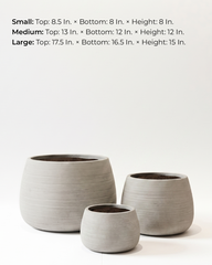 Neon Textured Fiberglass Planter – Soft Grey Ribbed Finish