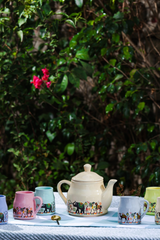 Animal Print Tea Kettle Set with 6 Cups