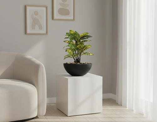 Artificial Yellow Croton Bonsai Tree - 1ft