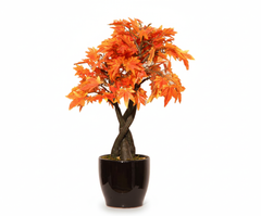 Artificial Orange Maple Bonsai Tree - 1.3ft
