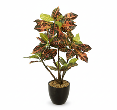 Artificial Yellow Croton Bonsai Tree - 1.4 ft