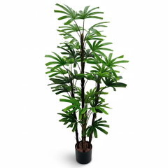 Artificial Glossy Rhapis Plant Decor - 6.5 ft (195 cm)