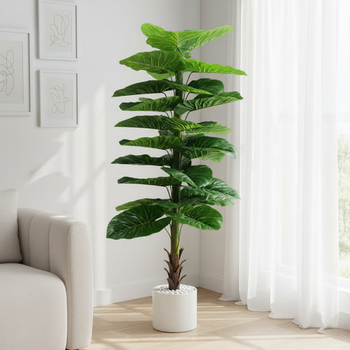 Artificial Chic Evergreen Leaf Trunk Plant - 5.5 ft (160 cm)