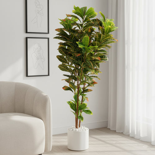 Artificial Matte Croton Plant Decor - 150cm (5ft)