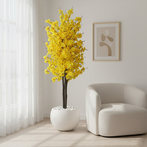 Artificial Yellow Cherry Blossom Tree 180cm (6ft)