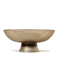 Brown Ribbed Glass Fruit Bowl