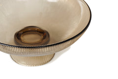 Brown Ribbed Glass Fruit Bowl