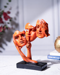 Modern Mute Faces Sculpture - Multicolour