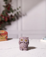 Set of 3 Mini Purple Owl Statues
