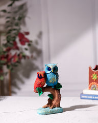 Owl Duo on Tree Branch