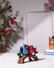 Twin Owl Figurine on Branch
