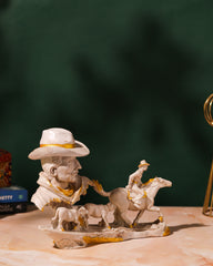 Cowboy Rider and Cattle Sculpture