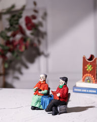 Elderly Couple Statue with Tea Set