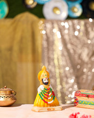Divine Yellow Khatu Shyam Idol with Golden Crown – 8.5 Inch