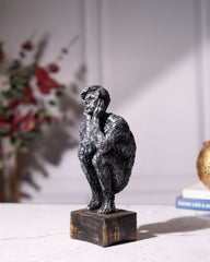 Textured Thinker Man Statue – Chin on Hand