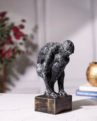 Textured Thinker Man Statue – Bent Pose