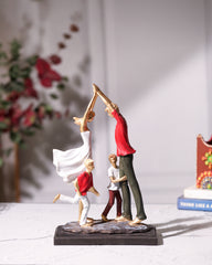 Family of Four Figurine with Kids
