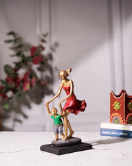 Mother & Child Dancing Statue – Red Dress
