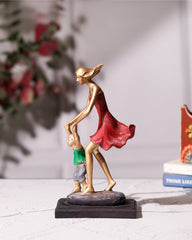 Mother & Child Dancing Statue – Red Dress