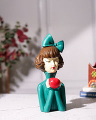 Girl with Green Dress & Red Apple