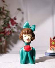 Girl with Green Dress & Red Apple