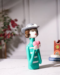 Lady Figurine Holding Pink Heart