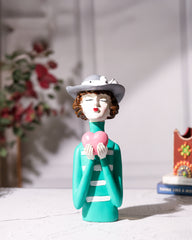 Lady Figurine Holding Pink Heart