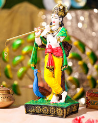 Multicolour Krishna Idol with Peacock