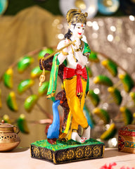 Multicolour Krishna Idol with Peacock
